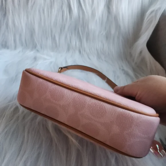 NWT Coach Nolita 19 In Signature Canvas Gold/Powder Pink CDW31